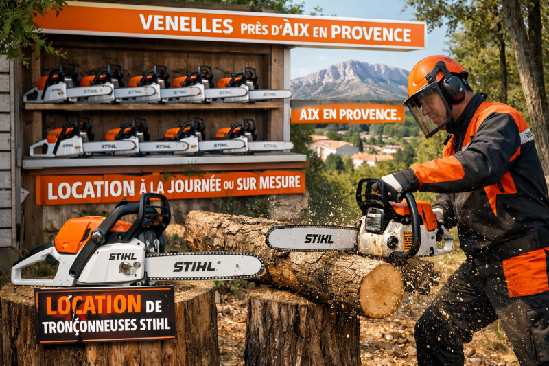 Location de tronçonneuses Stihl à la journée ou sur mesure pour particuliers et professionnels à Venelles près d'Aix en Provence